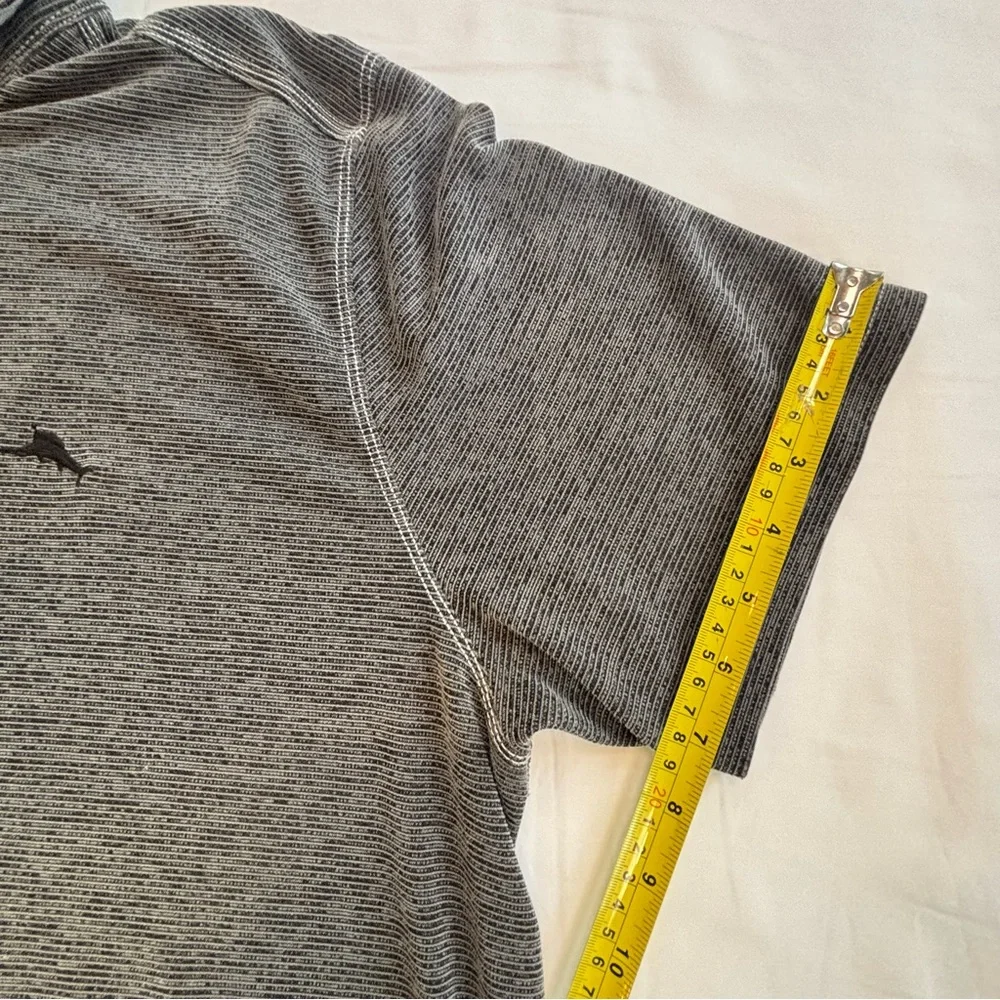 Tommy Bahama Men's XL Polo Shirt - Charcoal Gray Striped - Short Sleeve